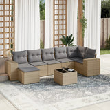 vidaXL 7-delige Loungeset met kussens poly rattan zwart