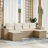 vidaXL 6-delige Loungeset met kussens poly rattan zwart