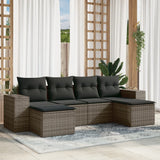 vidaXL 6-delige Loungeset met kussens poly rattan zwart