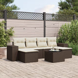 vidaXL 6-delige Loungeset met kussens poly rattan zwart