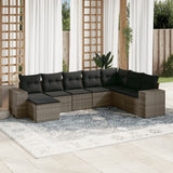vidaXL 8-delige Loungeset met kussens poly rattan zwart