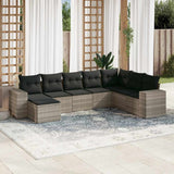 vidaXL 8-delige Loungeset met kussens poly rattan zwart