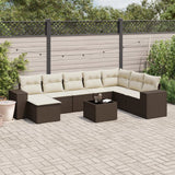 vidaXL 8-delige Loungeset met kussens poly rattan zwart