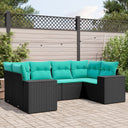 vidaXL ensemble de 6 bancs de jardin avec coussins en polyrotan noir