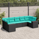 vidaXL ensemble de 7 banques de jardin avec coussins en polyrotan noir