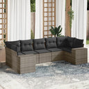 vidaXL 7-delige Loungeset met kussens poly rattan zwart