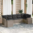 vidaXL 7-delige Loungeset met kussens poly rattan zwart