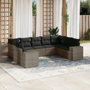 vidaXL 9-delige Loungeset met kussens poly rattan zwart