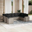 vidaXL 9-delige Loungeset met kussens poly rattan zwart