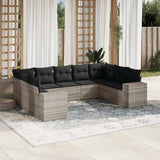 vidaXL 9-delige Loungeset met kussens poly rattan zwart