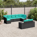 vidaXL ensemble de 9 banques de jardin avec coussins en polyrotan noir