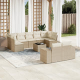 vidaXL 9-delige Loungeset met kussens poly rattan zwart