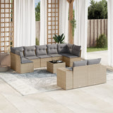 vidaXL 9-delige Loungeset met kussens poly rattan zwart