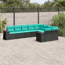 vidaXL ensemble de 9 banques de jardin avec coussins en polyrotan noir