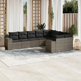 vidaXL 9-delige Loungeset met kussens poly rattan zwart