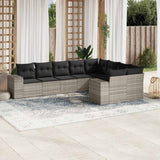 vidaXL 9-delige Loungeset met kussens poly rattan zwart