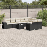 vidaXL 9-delige Loungeset met kussens poly rattan zwart