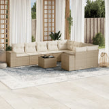 vidaXL 9-delige Loungeset met kussens poly rattan zwart