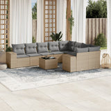 vidaXL 9-delige Loungeset met kussens poly rattan zwart