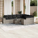 vidaXL 9-delige Loungeset met kussens poly rattan zwart