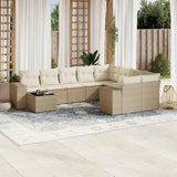 vidaXL 10-delige Loungeset met kussens poly rattan zwart