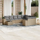 vidaXL 10-delige Loungeset met kussens poly rattan zwart
