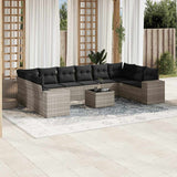 vidaXL 10-delige Loungeset met kussens poly rattan zwart
