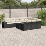 vidaXL 10-delige Loungeset met kussens poly rattan zwart