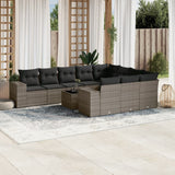 vidaXL 10-delige Loungeset met kussens poly rattan zwart