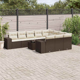 vidaXL 10-delige Loungeset met kussens poly rattan zwart