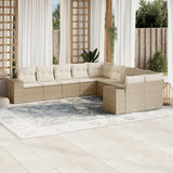 vidaXL 10-delige Loungeset met kussens poly rattan zwart