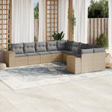 vidaXL 10-delige Loungeset met kussens poly rattan zwart