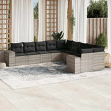 vidaXL 10-delige Loungeset met kussens poly rattan zwart