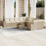 vidaXL 10-delige Loungeset met kussens poly rattan zwart