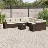 vidaXL 10-delige Loungeset met kussens poly rattan zwart