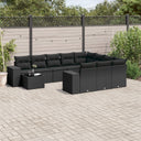 vidaXL 11-delige Loungeset met kussens poly rattan zwart