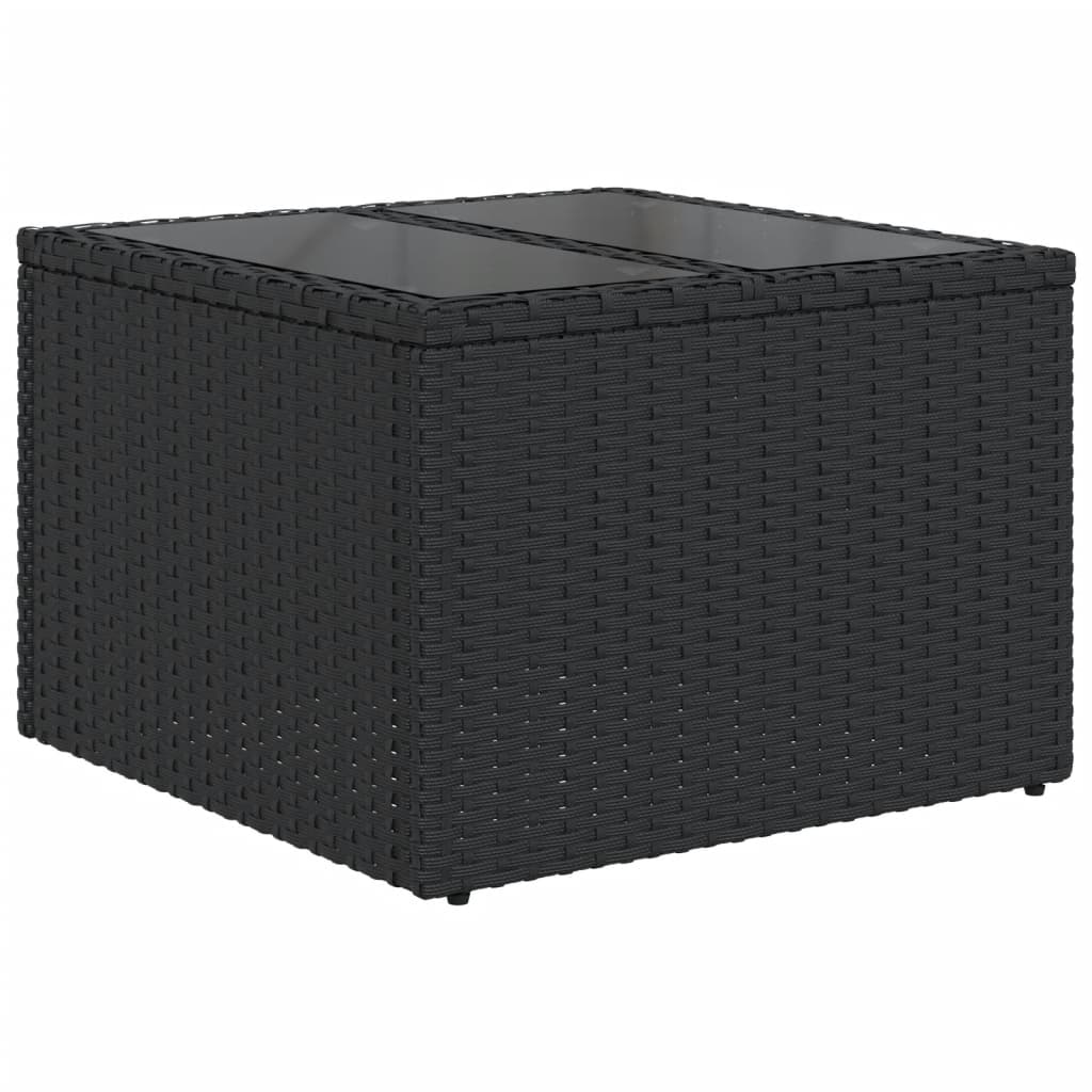vidaXL 11-delige tuinbankset met kussens, zwart polyrotan