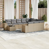vidaXL 11-delige Loungeset met kussens poly rattan zwart