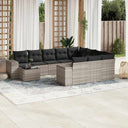 vidaXL 11-delige Loungeset met kussens poly rattan zwart