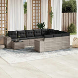 vidaXL 11-delige Loungeset met kussens poly rattan zwart