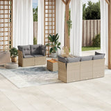 vidaXL 6-delige Loungeset met kussens poly rattan zwart