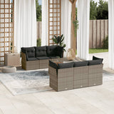 vidaXL 7-delige Loungeset met kussens poly rattan zwart