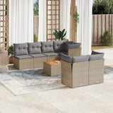 vidaXL 8-delige Loungeset met kussens poly rattan zwart