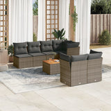 vidaXL 8-delige Loungeset met kussens poly rattan zwart
