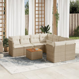 vidaXL 9-delige Loungeset met kussens poly rattan zwart