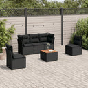 vidaXL 6-delige Loungeset met kussens poly rattan zwart