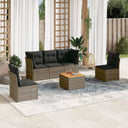 vidaXL 6-delige Loungeset met kussens poly rattan zwart