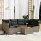 vidaXL 7-delige Loungeset met kussens poly rattan zwart