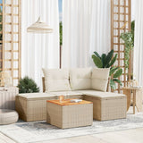 vidaXL 5-delige Loungeset met kussens poly rattan zwart