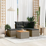 vidaXL 5-delige Loungeset met kussens poly rattan zwart